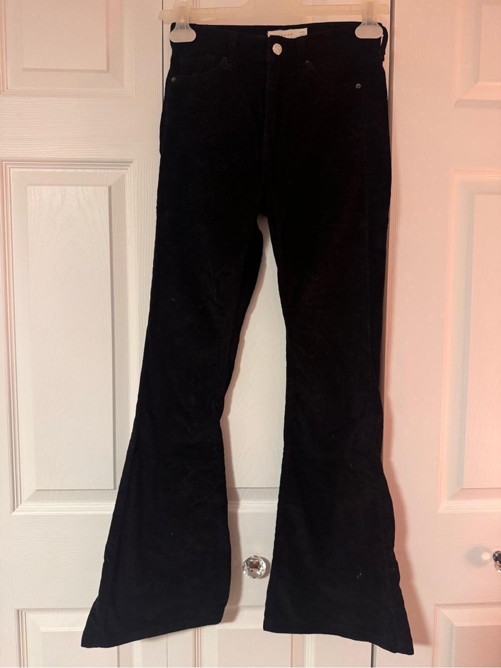 Topshop black flared corduroy